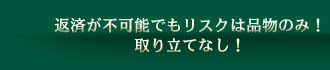 返済が不可能でもリスクは品物のみ！取り立てなし！